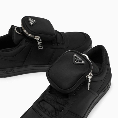 Shop Prada Black Re-nylon Sneaker With Pouch Men In Brown