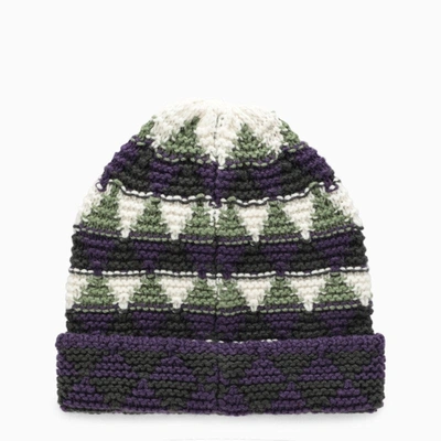 Shop Prada Multicoloured Wool And Cashmere Inlay Hat Women In Purple