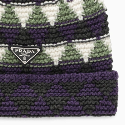 Shop Prada Multicoloured Wool And Cashmere Inlay Hat Women In Purple
