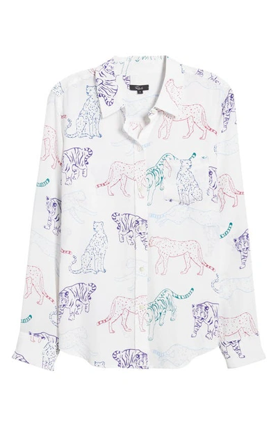 Shop Rails Kate Wildcat Print Button-up Silk Blouse In Jewel Wildcats