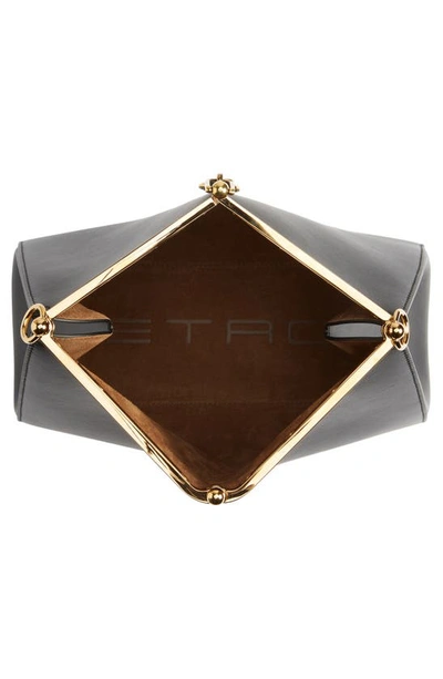 Etro 'small Vela' Black Shoulder Bag With Logo And Pegasus Charm In Black