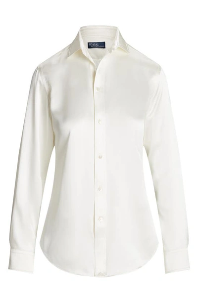 Shop Ralph Lauren Silk Charmeuse Button-up Shirt In Trophy Cream