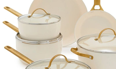Shop Greenpan Reserve 10-piece Ceramic Nonstick Cookware Set In Cream