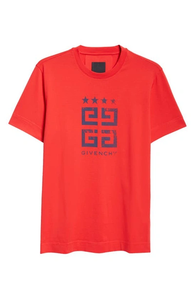 Shop Givenchy Slim Fit 4g Logo Cotton Graphic T-shirt In Medium Red