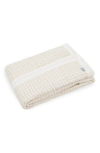 Little Unicorn Cotton Muslin Baby Quilt In Tan Gingham