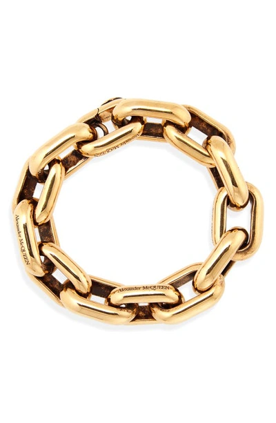 Shop Alexander Mcqueen Peak Chain Bracelet In Light Antique Gold