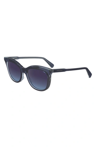 Shop Longchamp 53mm Gradient Cat Eye Sunglasses In Avio/ Crystal