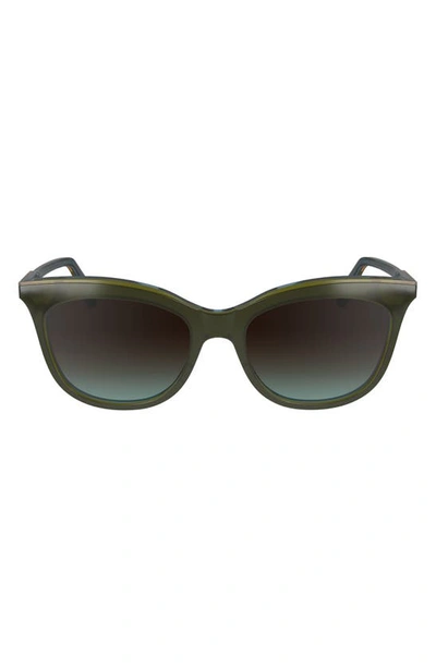 Shop Longchamp 53mm Gradient Cat Eye Sunglasses In Olive/ Azure