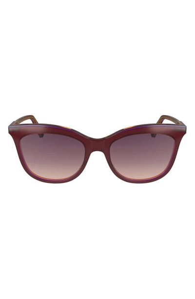 Shop Longchamp 53mm Gradient Cat Eye Sunglasses In Dark Rose/ Peach