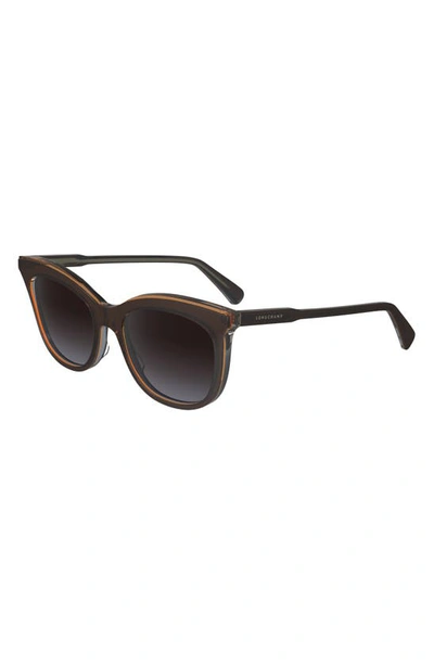 Longchamp 53mm Gradient Cat Eye Sunglasses In Brown/ Grey