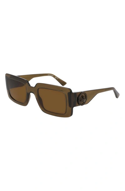 Longchamp 53mm Rectangular Sunglasses In Khaki