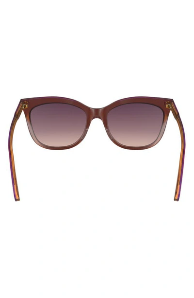 Longchamp 53mm Gradient Cat Eye Sunglasses In Dark Rose/ Peach