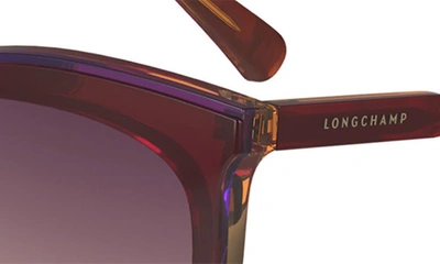 Longchamp 53mm Gradient Cat Eye Sunglasses In Dark Rose/ Peach