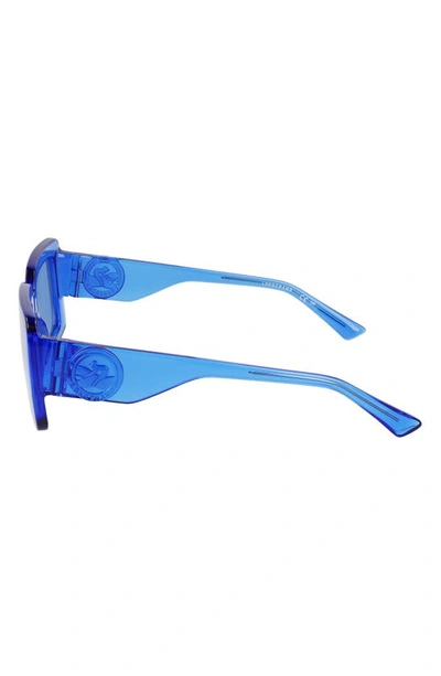 Shop Longchamp 53mm Rectangular Sunglasses In Blue