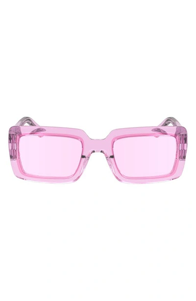 Shop Longchamp 53mm Rectangular Sunglasses In Pink