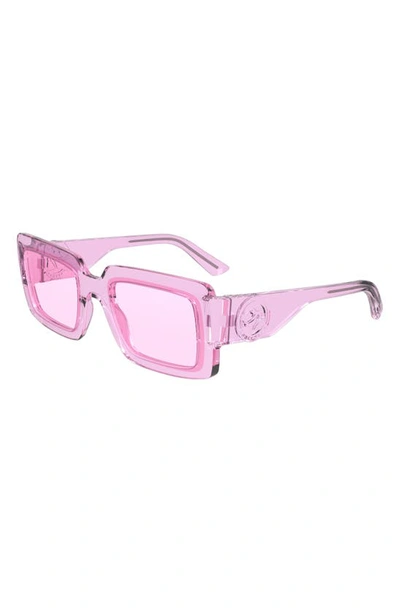 Shop Longchamp 53mm Rectangular Sunglasses In Pink