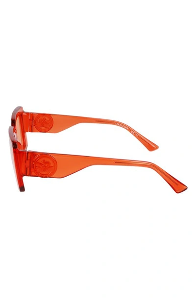 Shop Longchamp 53mm Rectangular Sunglasses In Orange