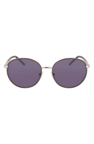 Shop Longchamp 53mm Gradient Round Sunglasses In Gold/ Khaki