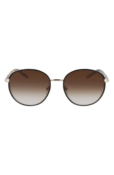 Shop Longchamp 53mm Gradient Round Sunglasses In Gold/ Black