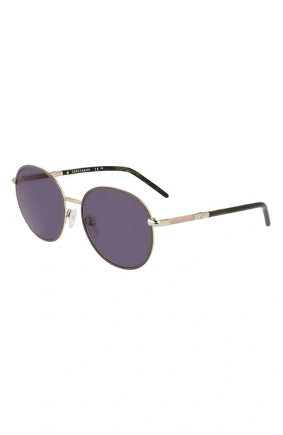 Shop Longchamp 53mm Gradient Round Sunglasses In Gold/ Khaki