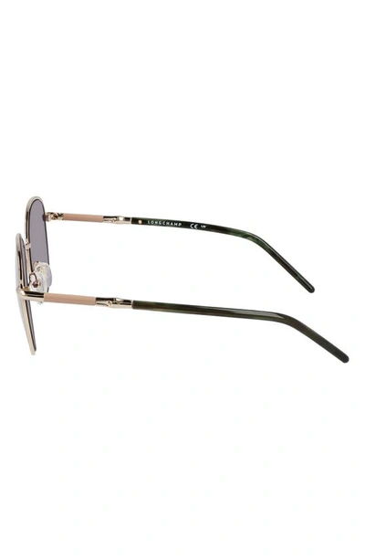 Shop Longchamp 53mm Gradient Round Sunglasses In Gold/ Khaki