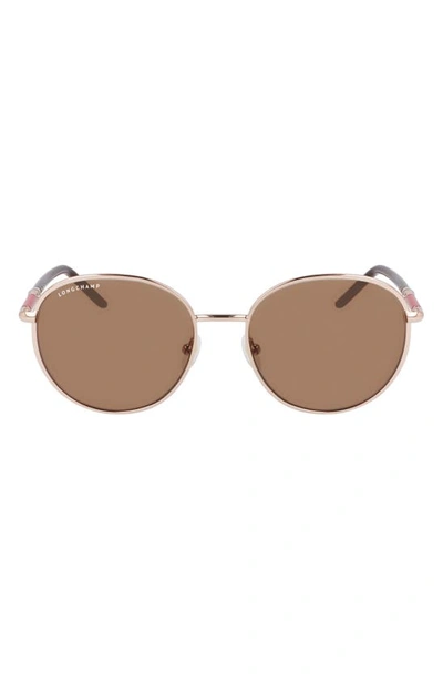 Shop Longchamp 53mm Gradient Round Sunglasses In Rose Gold