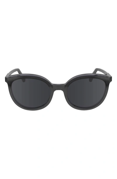 Shop Longchamp 50mm Round Sunglasses In Black/ Grey
