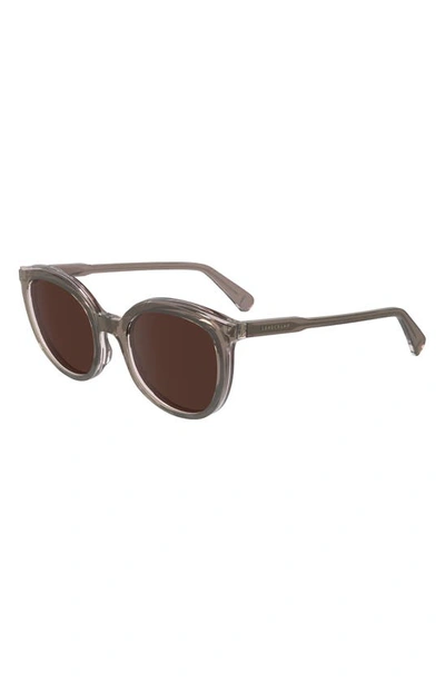 Shop Longchamp 50mm Round Sunglasses In Mauve/ Rose