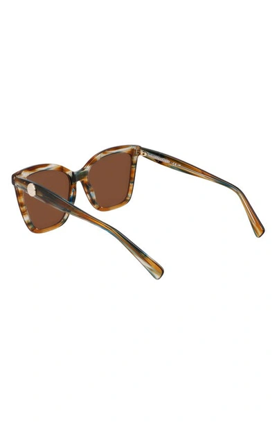 Shop Longchamp Le Pliage 54mm Gradient Cat Eye Sunglasses In Striped Brown/ Petrol