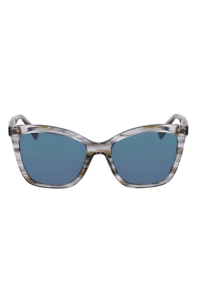 Shop Longchamp Le Pliage 54mm Gradient Cat Eye Sunglasses In Striped Grey