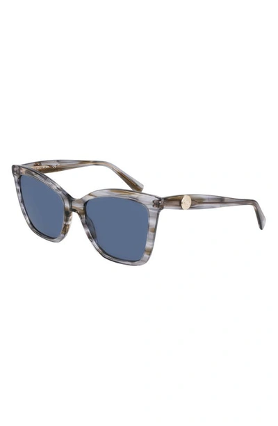 Longchamp Le Pliage 54mm Gradient Cat Eye Sunglasses In Striped Grey