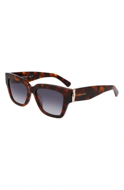 Longchamp 53mm Gradient Modified Rectangular Sunglasses In Havana