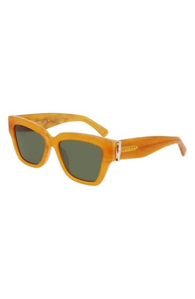 Shop Longchamp 53mm Gradient Modified Rectangular Sunglasses In Honey