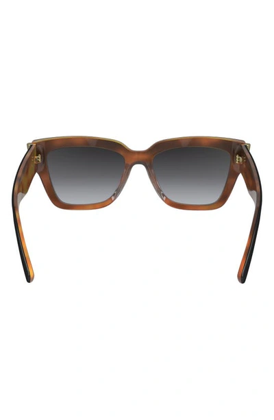Shop Longchamp 53mm Gradient Modified Rectangular Sunglasses In Black/ Havana