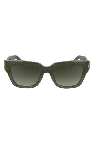 Shop Longchamp 53mm Gradient Modified Rectangular Sunglasses In Sage