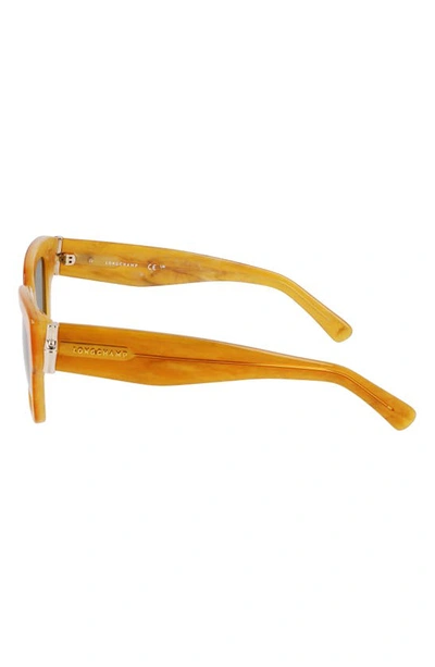 Shop Longchamp 53mm Gradient Modified Rectangular Sunglasses In Honey