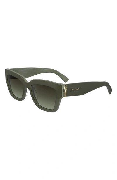 Shop Longchamp 53mm Gradient Modified Rectangular Sunglasses In Sage