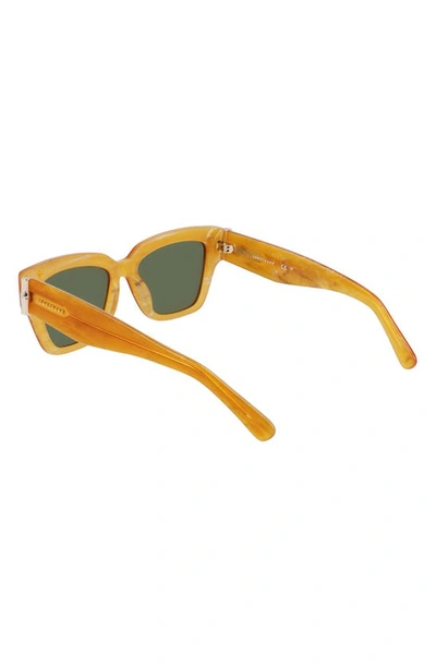 Longchamp 53mm Gradient Modified Rectangular Sunglasses In Honey