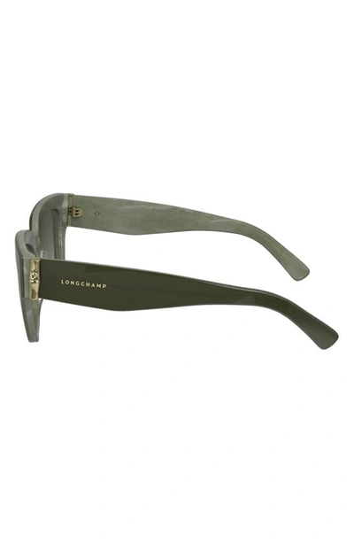 Longchamp 53mm Gradient Modified Rectangular Sunglasses In Sage