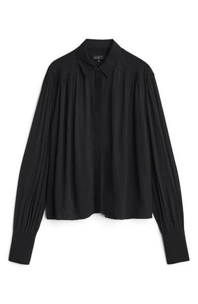 Shop Rag & Bone Aubrey Semisheer Long Sleeve Top In Black