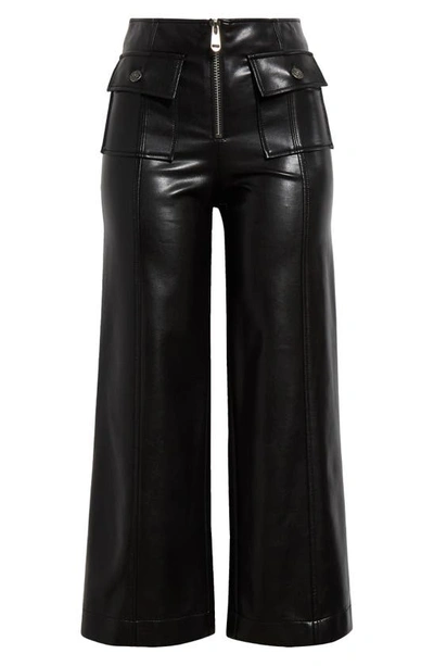 Shop Cinq À Sept Azure Wide Leg Faux Leather Pants In Black