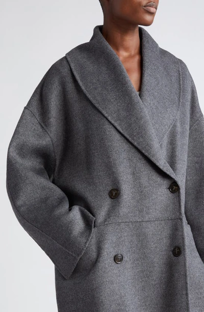 Shop Totême Toteme Relaxed Fit Double Face Wool Peacoat In Concrete