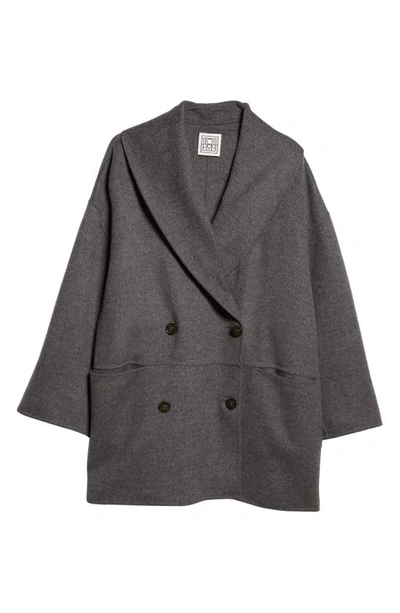Shop Totême Relaxed Fit Double Face Wool Peacoat In Concrete