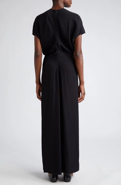 Shop Totême Toteme Blouson Bodice Satin Maxi Dress In Black