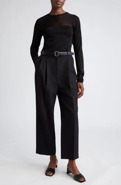 Shop Totême Double Pleat Crop Trousers In Black