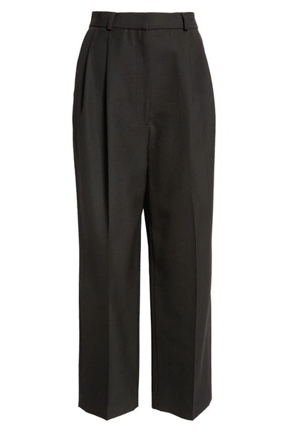 Shop Totême Double Pleat Crop Trousers In Black