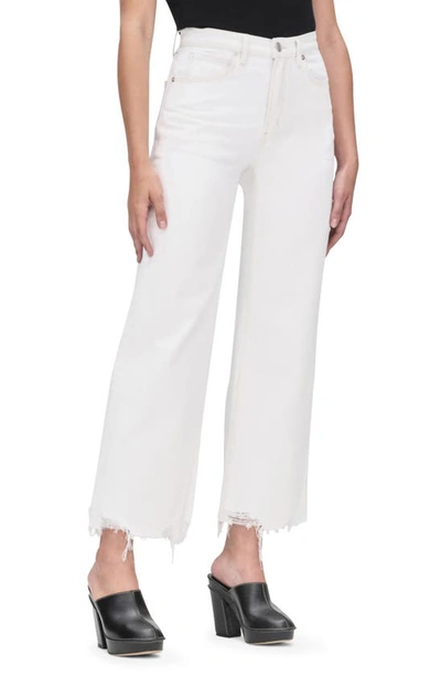 Shop Frame Relaxed Fit Straight Leg Crop Jeans In White Modern Chew