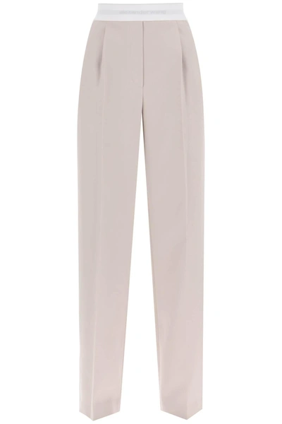 Shop Alexander Wang Straight Cut Pants With Contrasting Logo Band