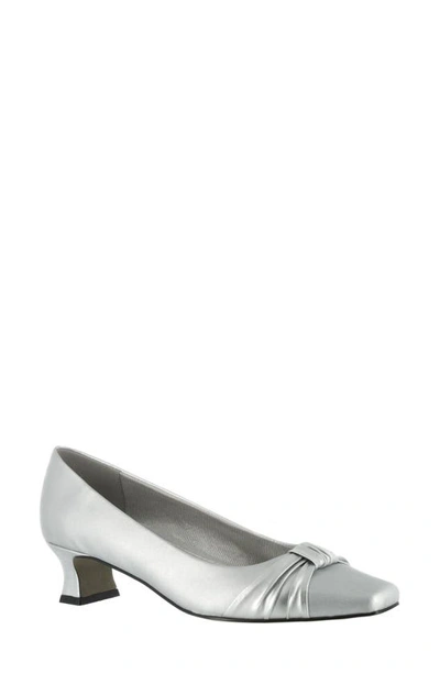 Easy Street Waive Square Toe Pump In Silver Satin