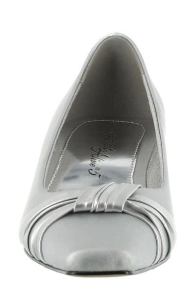 Easy Street Waive Square Toe Pump In Silver Satin